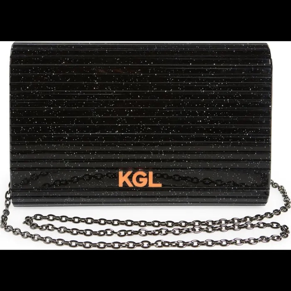 Kurt Geiger London Black Crystal Embellished Party Clutch - Picture 8 of 10
